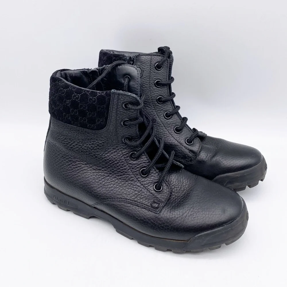 Gucci‎ Kids Black Lace Up Boots Size 32